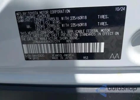 2024 Toyota Bz4X Xle from USA, damaged, VIN JTMAAAAAXRA051219